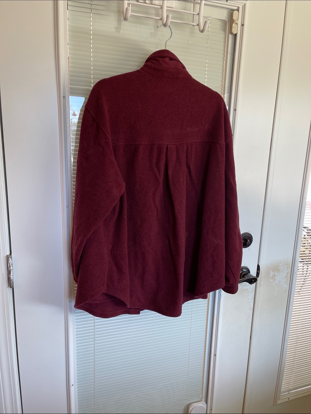 Oversized Teddy Shacket Jacket in Deep Burgundy - Picture 4 of 4